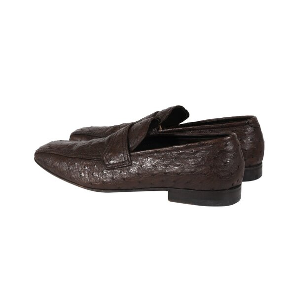 Prada Mens Penny Loafers US 8 UK 7 Brown Ostrich Leather Slip On Moccasin Shoe main image 5